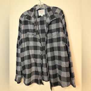 American Eagle Outfitters Black and Gray Plaid Shirt
